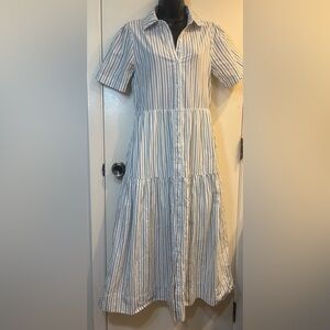 Evereve Ella Shirt Dress Midi Cotton White Button Down Size XS